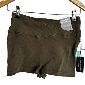 Forever 21 High Rise Biker Shorts in Warm Olive NWT